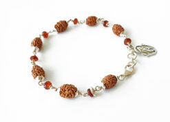 3 Mukhi with Gomed bracelet in silver caps - For accumulation of wealth and happiness