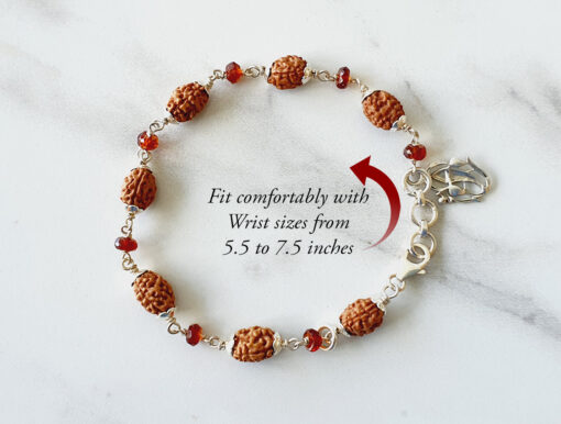 3 Mukhi with Gomed bracelet in silver caps - For accumulation of wealth and happiness