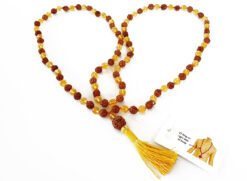 4 Mukhi Rudraksha Brahma Mala with Citrine for Enhancement of communication skills and vocal power