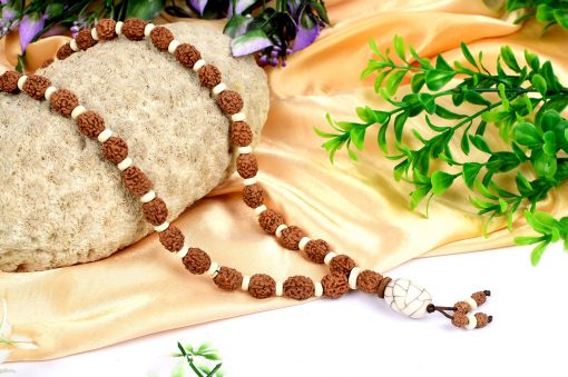 4 Mukhi Rudraksha Brahma Mala - White Spacer