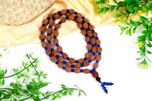 4 Mukhi Rudraksha Brahma Mala - Blue Jade To enhances communication skills