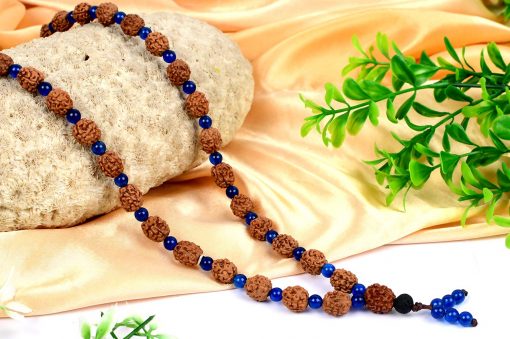 4 Mukhi Rudraksha Brahma Mala - Blue Jade To enhances communication skills