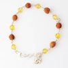 4 mukhi with yellow citrine bracelet in silver caps - For confidence and self-discipline