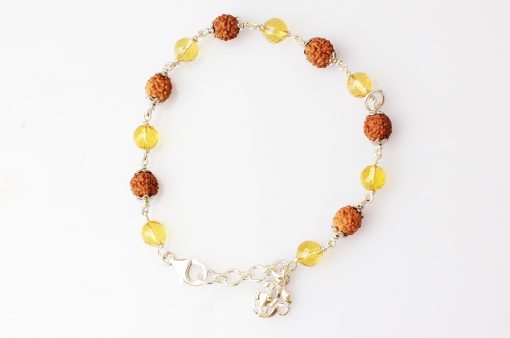 4 mukhi with yellow citrine bracelet in silver caps - For confidence and self-discipline