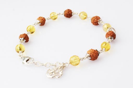 4 mukhi with yellow citrine bracelet in silver caps - For confidence and self-discipline