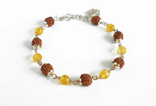 4 mukhi with yellow citrine bracelet in silver caps - For confidence and self-discipline