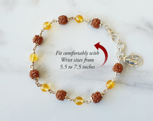 4 mukhi with yellow citrine bracelet in silver caps - For confidence and self-discipline