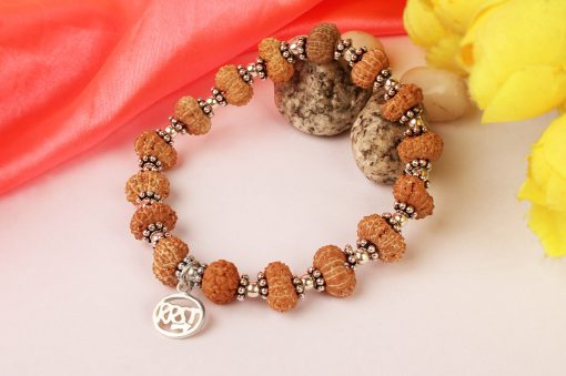 12 Mukhi Rudraksha Surya Bracelet - Silver Chakri