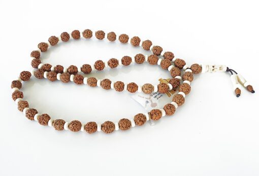 5 Mukhi Brahma Guru Mala - White Spacer For enhances awareness and concentration