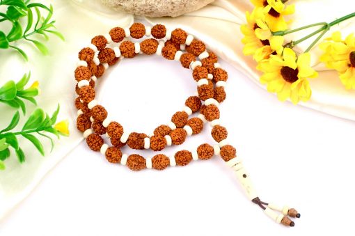 5 Mukhi Brahma Guru Mala - White Spacer For enhances awareness and concentration