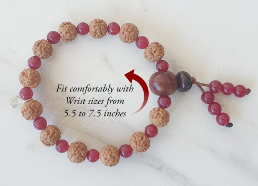 6 Mukhi Rudraksha Mars Bracelet - Red Agate - For eliminating lethargy and provides the will power courage to face challenges