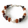 6 Mukhi Rudraksha Mars Double Turn Bracelet - Pearl & Red Sandalwood