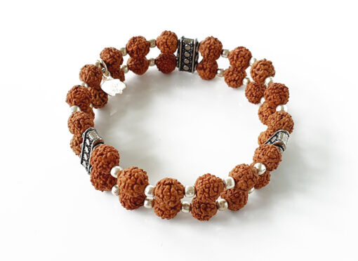 6 Mukhi Rudraksha Mars Double Turn Bracelet - Silver