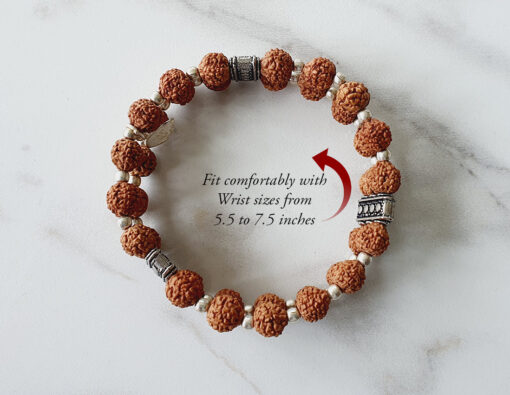 6 Mukhi Rudraksha Mars Double Turn Bracelet - Silver