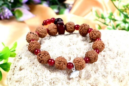 6 Mukhi Rudraksha Mars Bracelet - Red Agate - For eliminating lethargy and provides the will power courage to face challenges