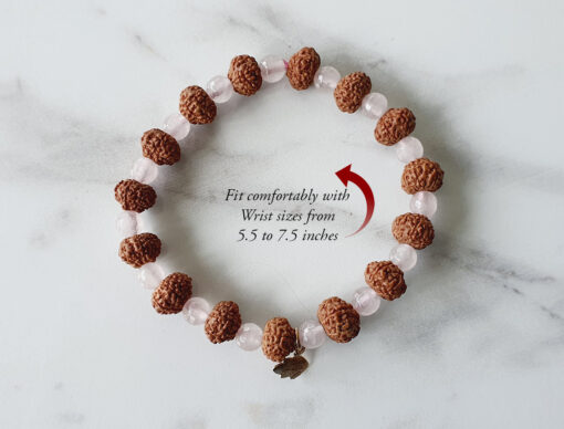 7 Mukhi Rudraksha Mahalaxmi Bracelet - Rose Quartz To bestows abundance