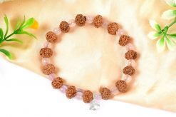 7 Mukhi Rudraksha Mahalaxmi Bracelet - Rose Quartz To bestows abundance