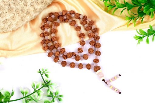 7 Mukhi Mahalaxmi Mala with Rose Quartz For progress and success in career and harmony in relationships