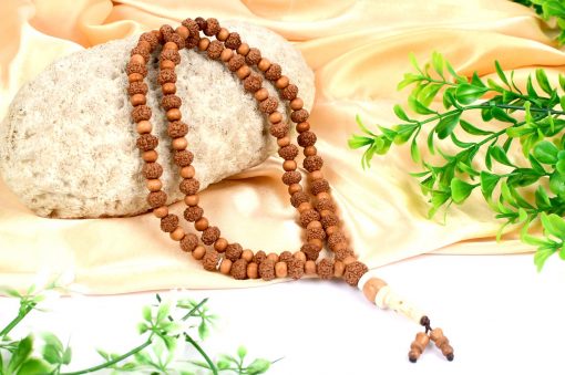 7 Mukhi Mahalaxmi Mala with Sandalwood to bring peace and calms down the mind and eliminates negative energies