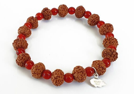 8 Mukhi Rudraksha Ganesha Bracelet with Red Agate to remove obstacles in path, destroys evils and brings success