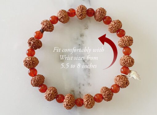 8 Mukhi Rudraksha Ganesha Bracelet with Red Agate to remove obstacles in path, destroys evils and brings success