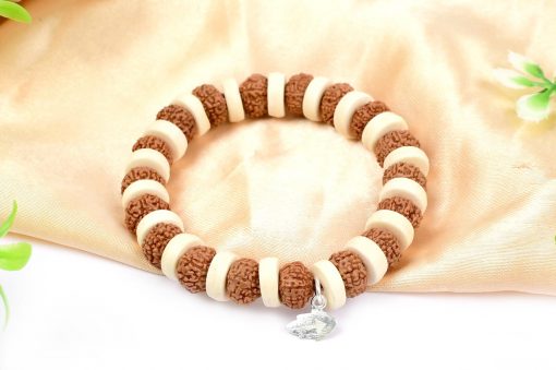 8 Mukhi Rudraksha Ganesha Bracelet - White Spacer For removal of obstacles and achieving success in all undertakings