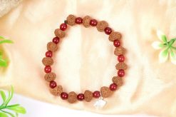 8 Mukhi Rudraksha Ganesha Bracelet with Red Agate to remove obstacles in path, destroys evils and brings success