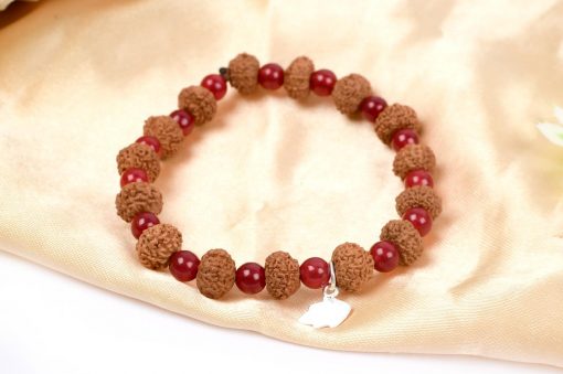 8 Mukhi Rudraksha Ganesha Bracelet with Red Agate to remove obstacles in path, destroys evils and brings success