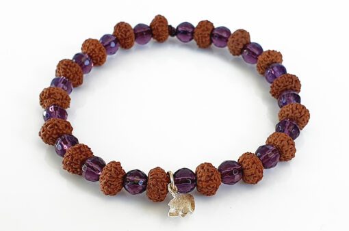 9 Mukhi Rudraksha Durga Bracelet with Amethyst to induce fearlessness, courage and bravery