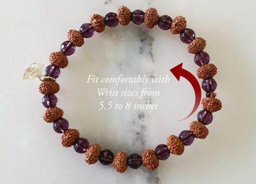 9 Mukhi Rudraksha Durga Bracelet with Amethyst to induce fearlessness, courage and bravery