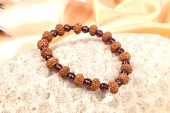 9 Mukhi Rudraksha Durga Bracelet with Amethyst to induce fearlessness, courage and bravery