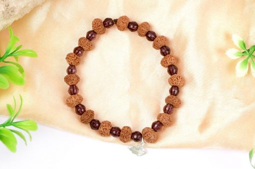 9 Mukhi Rudraksha Durga Bracelet with Amethyst to induce fearlessness, courage and bravery