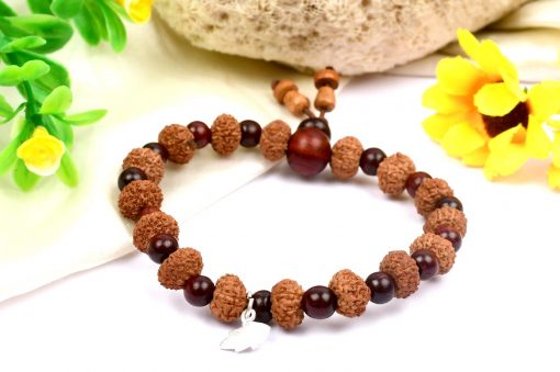 9 Mukhi Rudraksha Durga Bracelet with Red Sandalwood to brings name, fame, success and material comforts