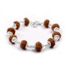 9 Mukhi Rudraksha Durga Shakti Bracelet - Silver Caps for knowledge and abundance