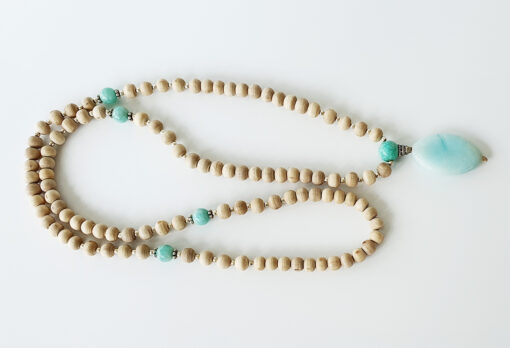 Amazonite & Tulsi Beads Necklace - For Enhances concentration and provides protection