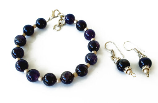 Amethyst Bracelet and Earring Set - For absorb negative energy while emitting positive energy