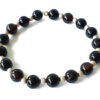 Black Agate Bracelet in pure silver balls - For protection, courage and success