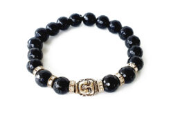 Black Agate Buddha Bracelet - For good luck and tranquility