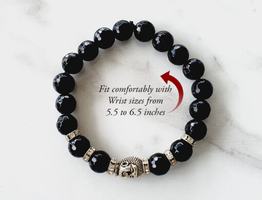 Black Agate Buddha Bracelet - For good luck and tranquility