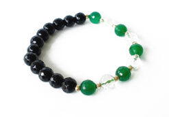 Black Agate and Green Onyx with Sphatik beads bracelet - To protect from evil eyes