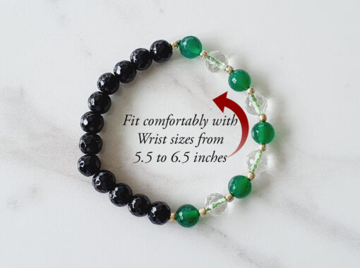 Black Agate and Green Onyx with Sphatik beads bracelet - To protect from evil eyes