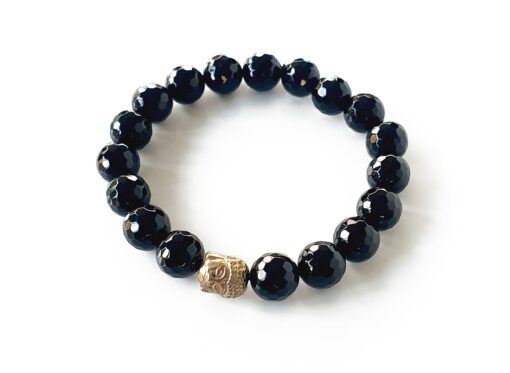 Black Agate with Buddha Bracelet To Brings good luck and tranquility