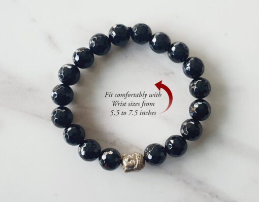 Black Agate with Buddha Bracelet To Brings good luck and tranquility