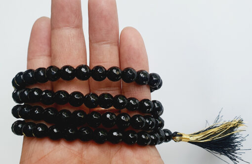 Black Jade Faceted Necklace Mala For protection from negativity and brings good fortune