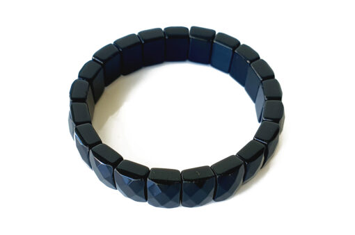 Black Jade rectangle Faceted Beads Bracelet -To eliminates fear and anger, helps to ground energies and heals emotionally