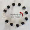 Black agate faceted bracelet in pure silver flower caps - To enhances confidence