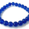 Blue Agate Round Bead Bracelet for protection, courage and success