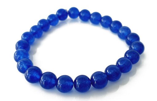 Blue Agate Round Bead Bracelet for protection, courage and success