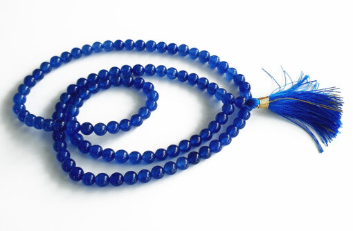 Blue Jade Round Necklace Mala To enhances creativity and wisdom