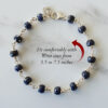 Blue Sapphire faceted Bracelet in pure silver flower caps-7mm